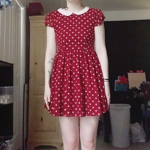 RED AND WHITE POLKA DOT DRESS KAWAII